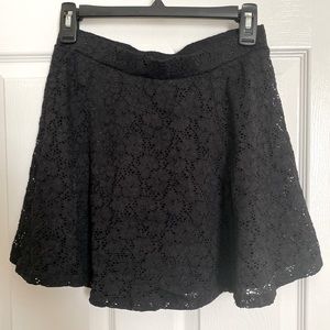 Black lace flare skirt